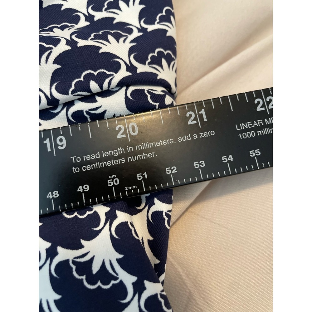 Talbots 2XP Plus Petite Navy White Faux Wrap Dress Tie Waist Stretch Midi Travel - Picture 7 of 9